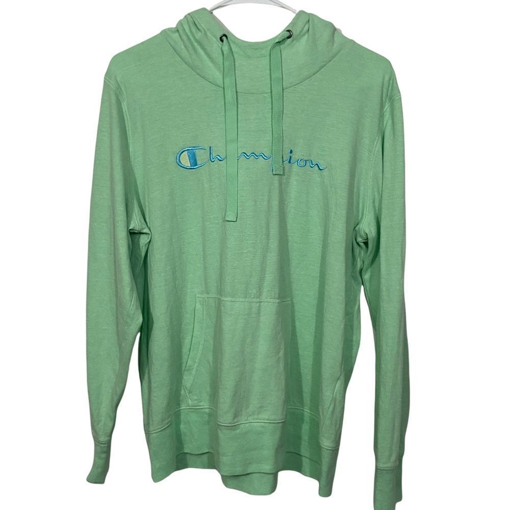 Champion Embroidered Spellout Logo Pullover Hoodie Sweatshirt